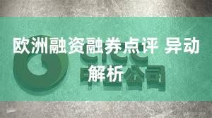 欧洲融资融券点评 异动解析